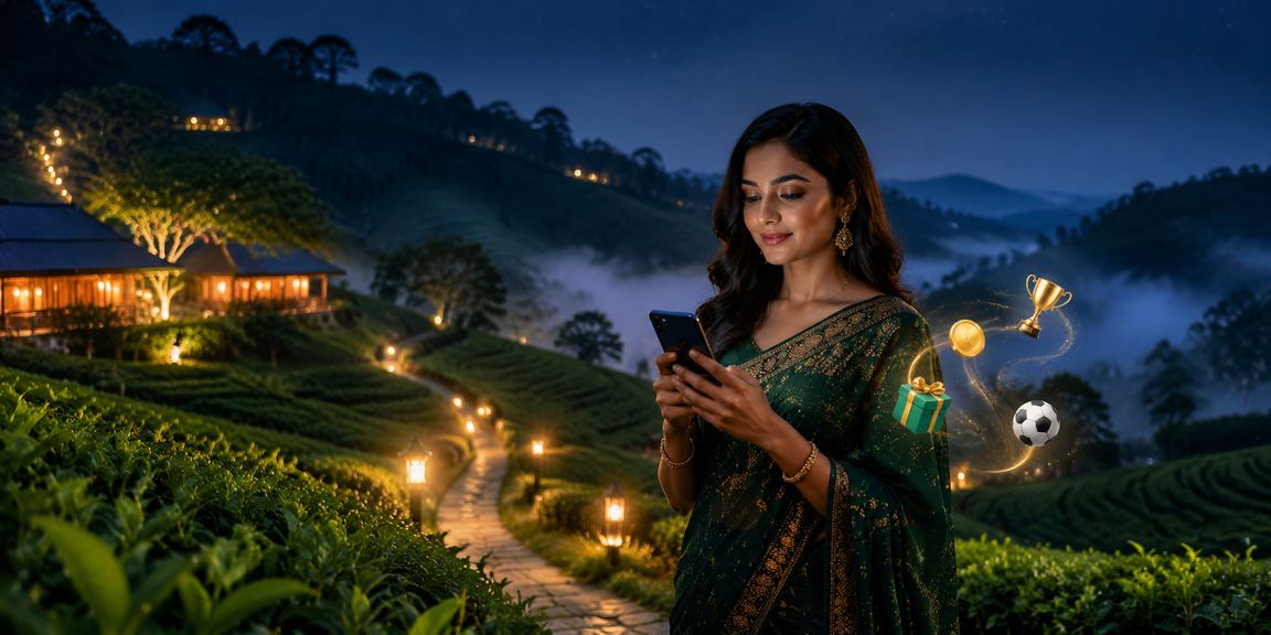 গাজীপুরের চা বাগানের পটভূমিতে মোবাইল ক্যাসিনো গেমিং দৃশ্য